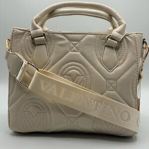 Valentino Orlandi Style V-2012 Top Handle Quilted Crossbody Bag in Bone
